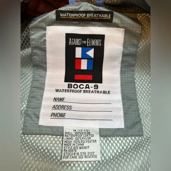 Against the Elements waterproof rain jacket with hood, Size M (10-12). NWOT - Picture 9 of 15